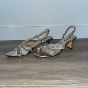 Nina Silver Glitter Heels with Adjustable Slingback